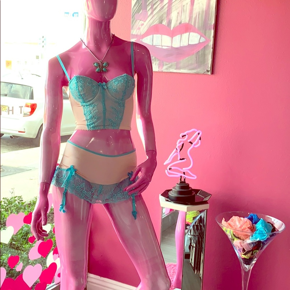 CANDIES BUSTIER SET PASTEL BLUE BLUSH PINK